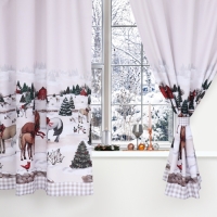 Комплект штор д/кухни с подхватами "Нorse family" 145х180см-2 шт., габардин