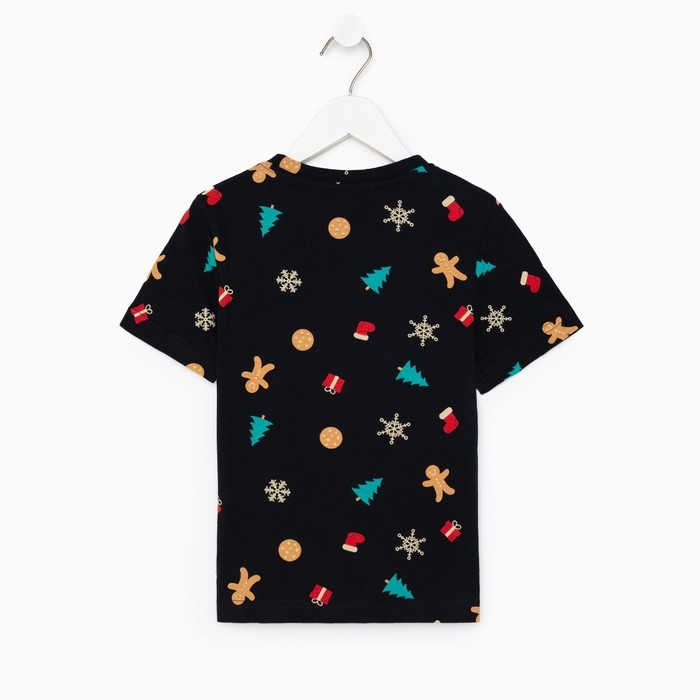 Футболка детская KAFTAN "Xmas family" , размер 32 (110-116), цвет чёрный
