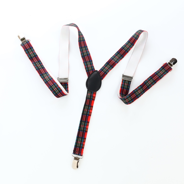 Подтяжки взрослые, ширина 2,5 см, цвет синий/красный Подтяжки взрослые, ширина 2,5 см, цвет синий/красный