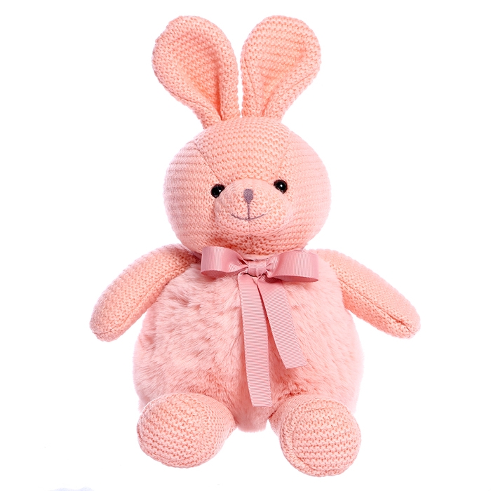 Мягкая игрушка &laquo;Зайка вязаный&raquo;, цвет розовый, 38 см