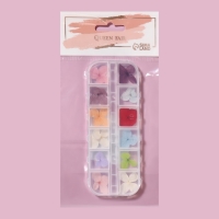 Сухоцветы для декора ногтей &laquo;Нежность&raquo;, объёмные, 12 видов, в футляре, разноцветные