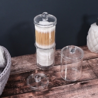 Органайзер для ватных палочек и дисков, с крышкой, 3 секции, 29 &times; 7 &times; 7см, в картонной коробке, цвет прозрачный