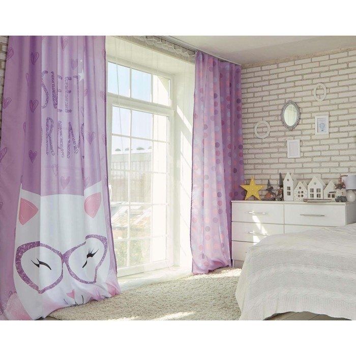 Комплект штор "Этель" Сладкие мечты 145*260 см-2 шт, 100% п/э, 140 г/м2