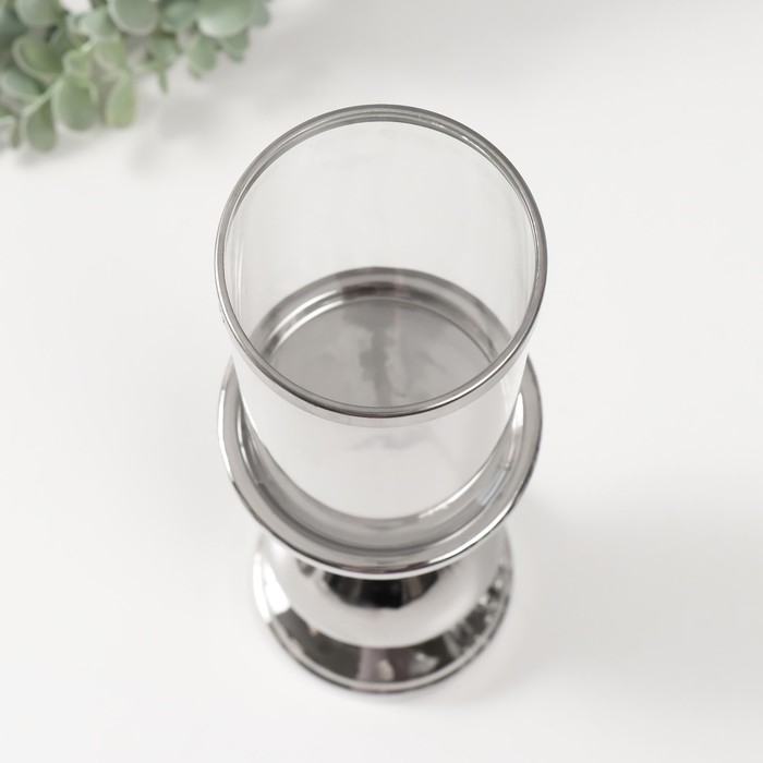 Подсвечник керамика, стекло на 1 свечу Подсвечник керамика, стекло на 1 свечу "Алберо" d=7,5 см серебро 9,5х9,5х35 см