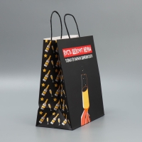 Пакет подарочный новогодний крафтовый «Шампанское», 28 х 32 х 15 см, Новый год Пакет подарочный новогодний крафтовый «Шампанское», 28 х 32 х 15 см, Новый год