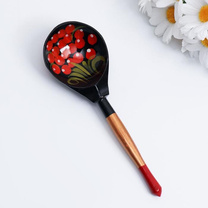 Ложка  &laquo;Чернушка&raquo;, полубаская, 19&times;6 см, хохлома, микс