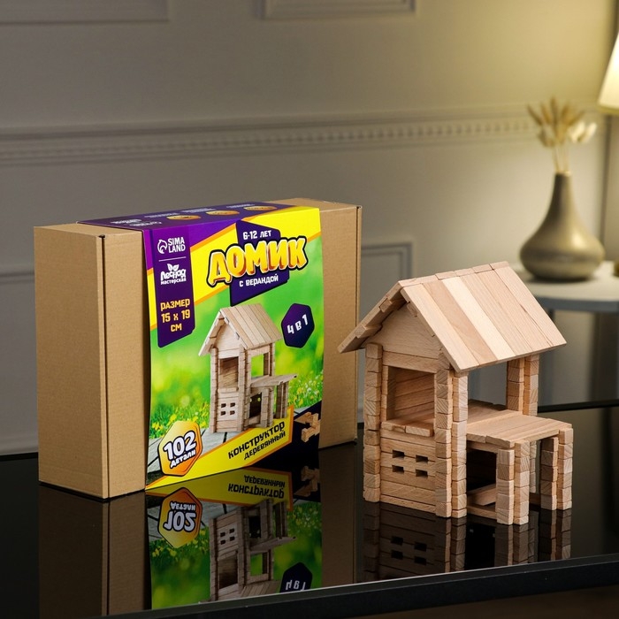 Конструктор деревянный &laquo;Домик с верандой&raquo;, 102 детали, массив бука
