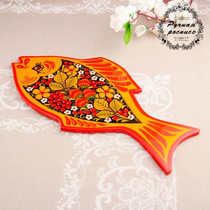 Доска разделочная &laquo;Рыбка&raquo;, 36&times;18 см, хохлома
