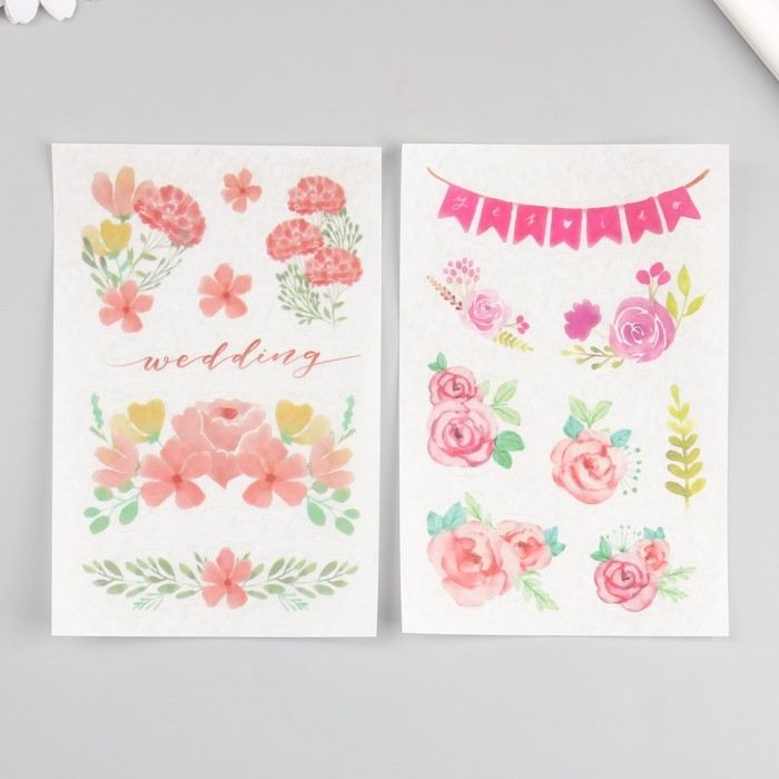 Наклейка бумага Наклейка бумага "Ароматные цветы" набор 6 листов 18,6х10 см