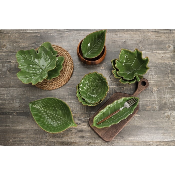 Салатник Доляна &laquo;Лист&raquo;, 300 мл, 17,5&times;15,5 см, цвет зелёный