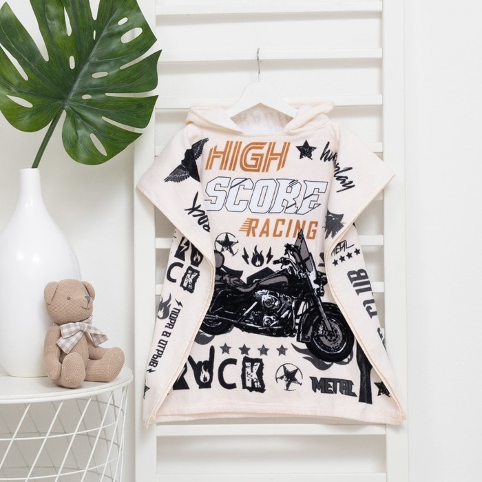 Полотенце-пончо детское махровое Крошка Я Полотенце-пончо детское махровое Крошка Я "Racing" 60*120см, 100% хлопок, 300гр/м2