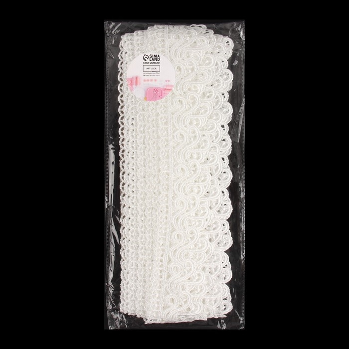 Кружево гипюровое, 45 мм &times; 9 &plusmn; 0,5 м, цвет белый