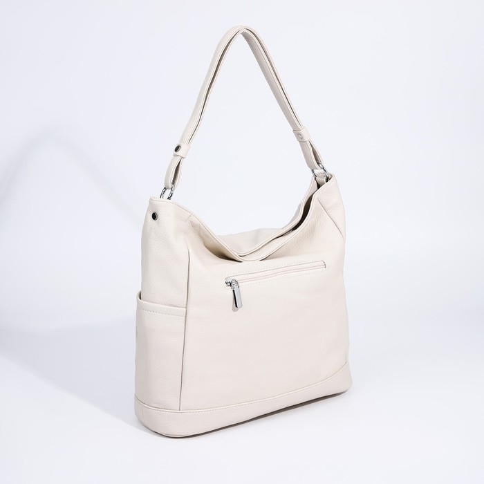 Сумка-тоут на молнии, 3 наружных кармана, цвет молочный Сумка-тоут на молнии, 3 наружных кармана, цвет молочный