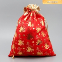 Мешочек подарочный плюш «Новогодние колокола», колокольчик, тиснение, 30 х 40 см +/- 1.5 см, Новый год Мешочек подарочный плюш «Новогодние колокола», колокольчик, тиснение, 30 х 40 см +/- 1.5 см, Новый год