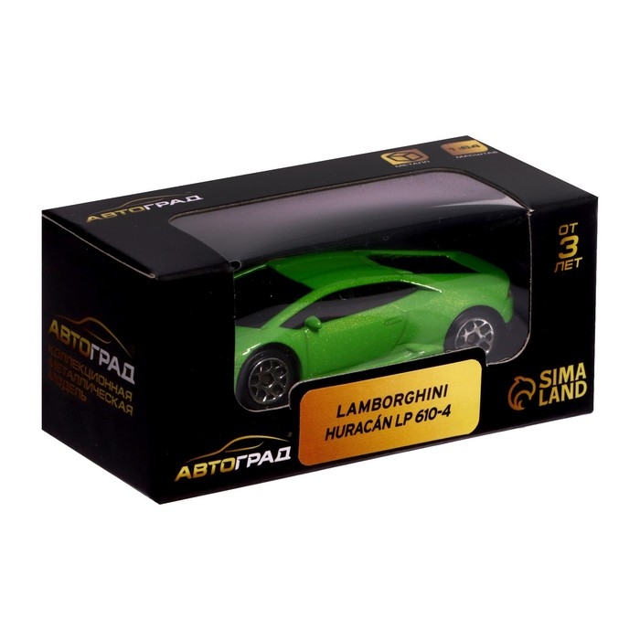 Машина металлическая LAMBORGHINI HURACAN LP610-4, 1:64, цвет зелёный Машина металлическая LAMBORGHINI HURACAN LP610-4, 1:64, цвет зелёный