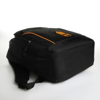 Рюкзак школьный из текстиля на молнии, 4 кармана, цвет чёрный/оранжевый