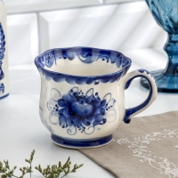 Чайная гжель &laquo;Ромашка&raquo;, бело-синий,керамика,