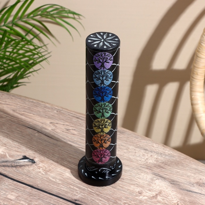 Подставка для благовония "Башня 7 чакр. Древа" камень 26 см