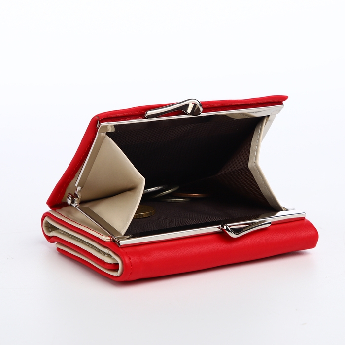 Кошелёк женский на кнопке, цвет красный Кошелёк женский на кнопке, цвет красный