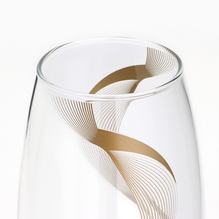 Ваза для цветов &laquo;Линии&raquo; стеклянная, прозрачная, 26 см, 1,7 л.