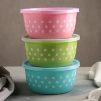 Набор ланч-боксов пластиковых &laquo;Горошек&raquo;, 5 шт: d=22, 19, 16, 13,5, 11,5 см, цвет МИКС
