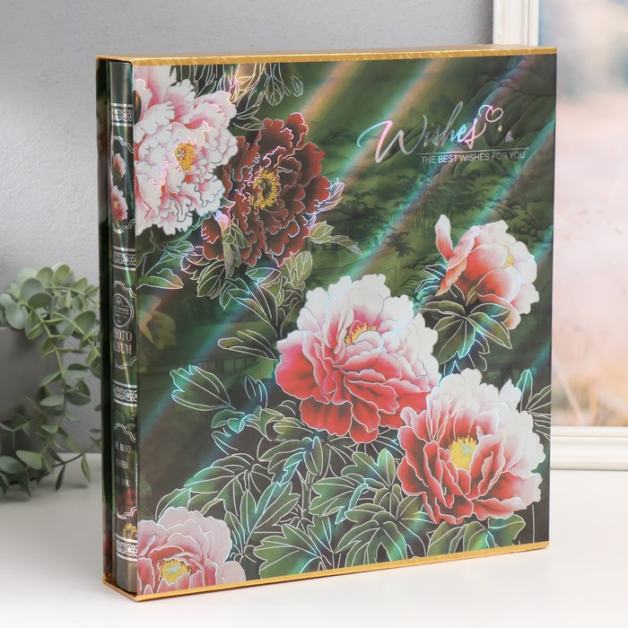 Фотоальбом на 480 фото 10х15 + 10 фото 15х21 в коробке "Цветы"  35х31х6 см