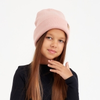 Шапка детская MINAKU с отворотом р-р 52-56, цв.пудровый Шапка детская MINAKU с отворотом р-р 52-56, цв.пудровый
