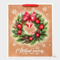 Новый год. Пакет ламинированный вертикальный "Венок", XL 40 &times; 49 &times; 19 см.