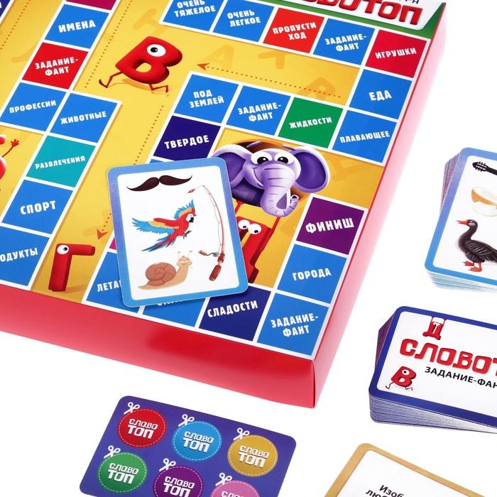 Настольная игра &laquo;Словотоп&raquo;, 50 карт, 6 фишек, игровое поле, 6+
