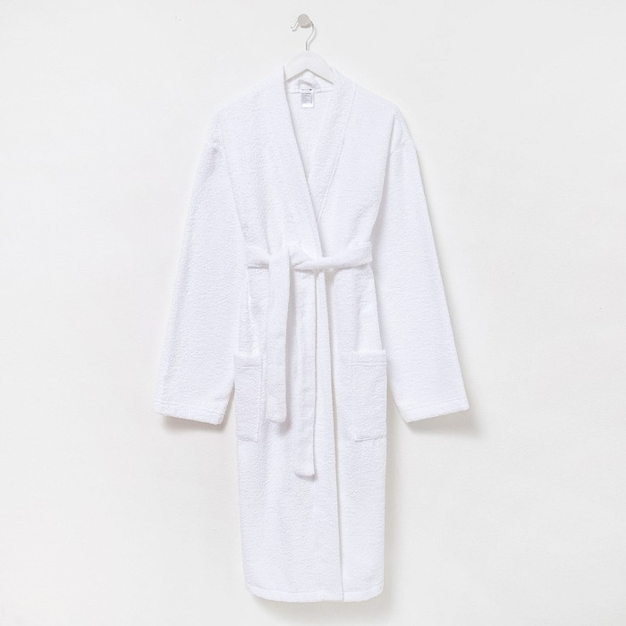 Халат махровый Экономь и Я, мужской размер 56-58 цвет белый, 100% хлопок с AIRO, 320 г/м2
