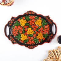 Поднос &laquo;Хохлома&raquo;, овал, ручная роспись, 41х25см