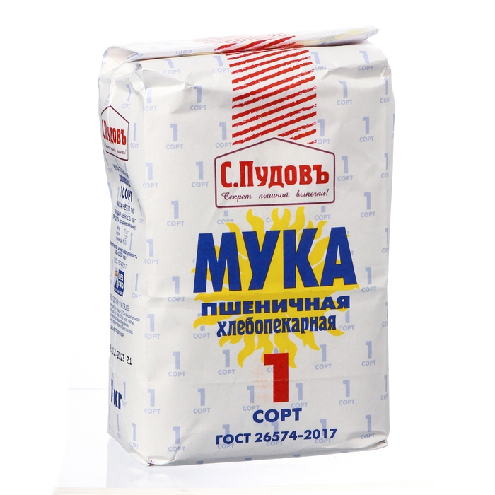 Мука пшеничная Мука пшеничная" С.Пудовъ", 1 сорт, 1 кг