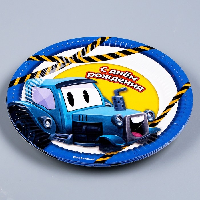 Набор бумажной посуды одноразовый Трактор&raquo;: 6 тарелок, 1 гирлянда, 6 стаканов