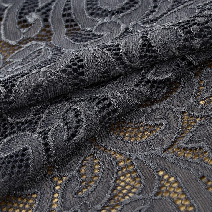 Кружевная эластичная ткань, 175 мм × 2,7 ± 0,5 м, цвет графитовый Кружевная эластичная ткань, 175 мм × 2,7 ± 0,5 м, цвет графитовый