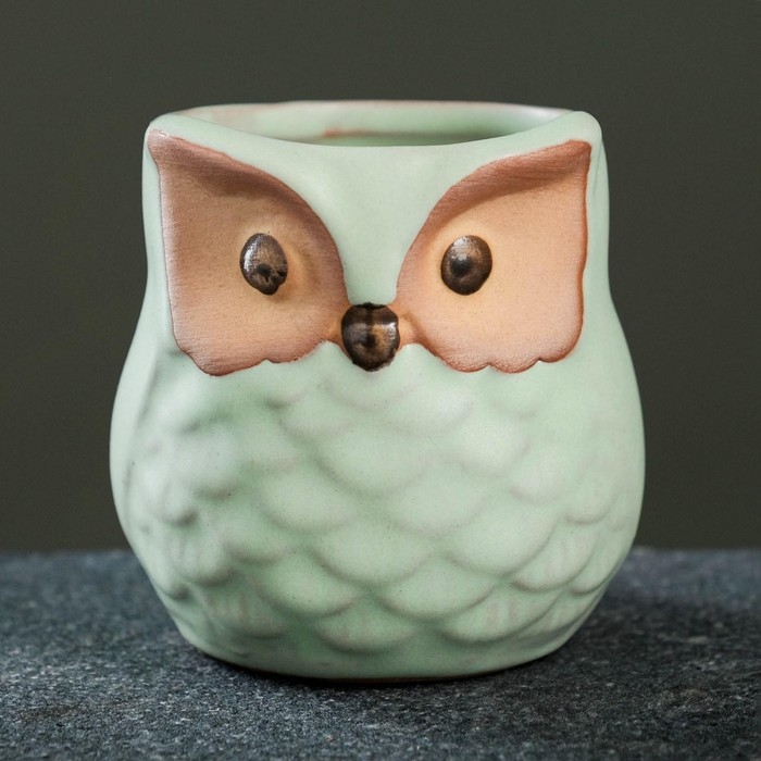 Горшок "Сова Ава" 6х6х6,5см, МИКС