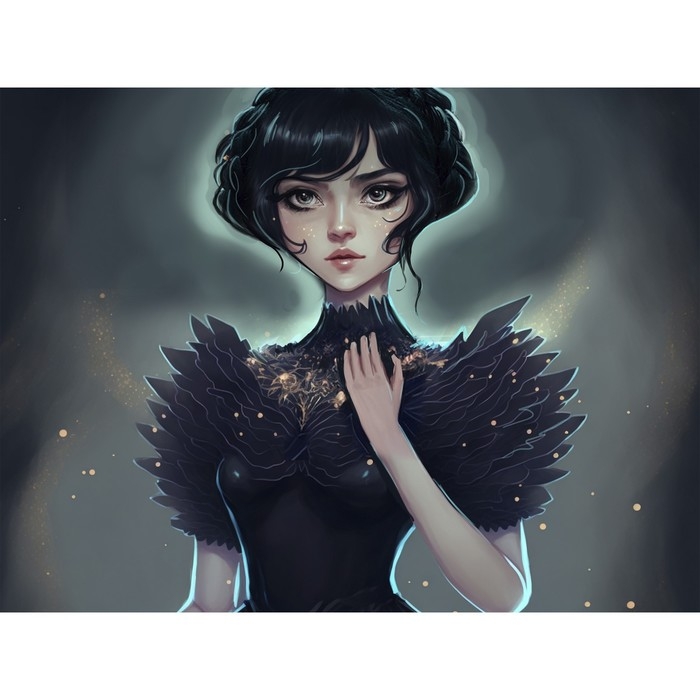 Алмазная мозаика с частичным заполнением на холсте «Девушка в черном» 20 х 30 см Алмазная мозаика с частичным заполнением на холсте «Девушка в черном» 20 х 30 см