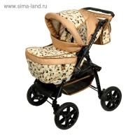 Коляска-трансформер &laquo;Пилот&raquo;, пластиковые колёса, оттенки бежевого, рисунок МИКС