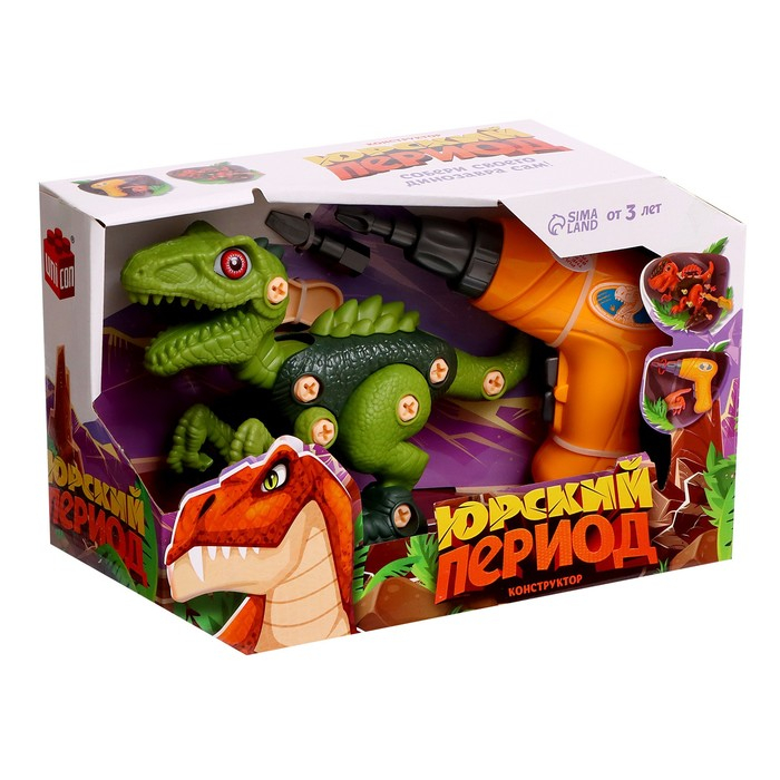 Конструктор винтовой &laquo;Тиранозавр&raquo;, с электрическим шуруповёртом, 19 деталей