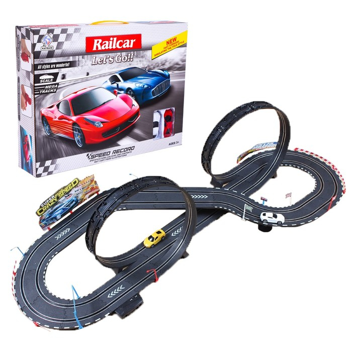 Автотрек &laquo;Гонки на суперкарах&raquo;, 546 см, с 2 машинами, пульт + ручной генератор, работает от сети