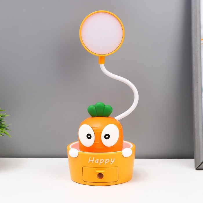 Светильник сенсорный с точилкой Светильник сенсорный с точилкой "Морковка" LED, от USB/АКБ 6 Вт оранжевый-желтый 8х6х25 см RISALUX