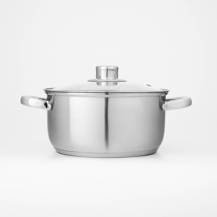 Набор кастрюль из нержавеющей стали Доляна &laquo;Гретте&raquo;, 3 предмета: 1,6 л, 2,3 л, 3,2 л, крышки