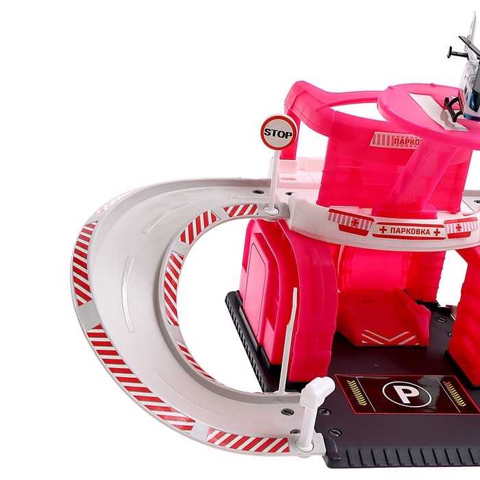 Парковка &laquo;Станция скорой помощи&raquo;, с металлическими машинкой и вертолётом