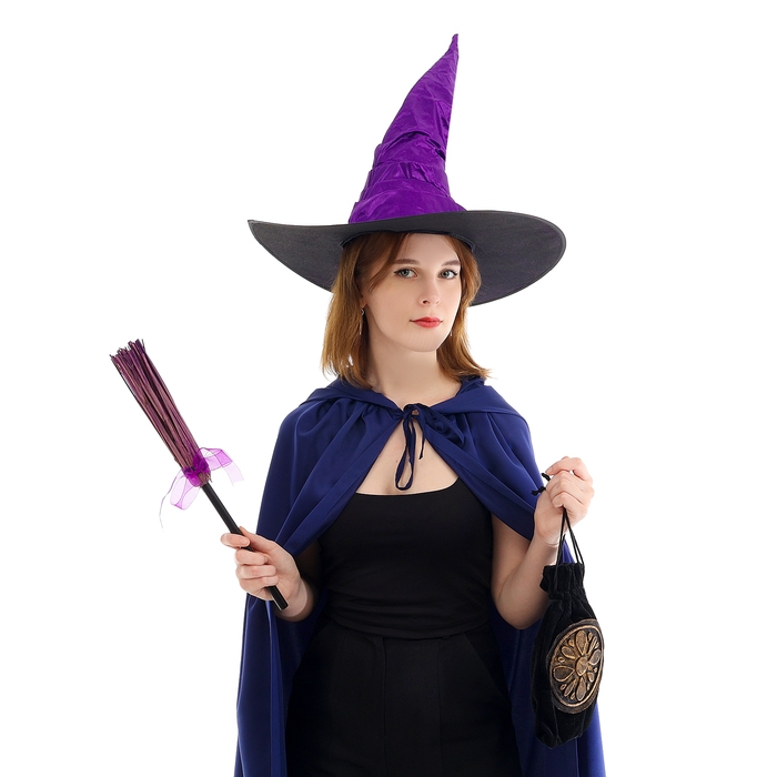 Карнавальный набор &laquo;Магия&raquo;, шляпа фиолетовая, метла, мешок