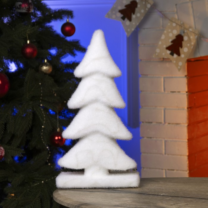 Светодиодная фигура &laquo;Ёлочка&raquo; 22 &times; 40 &times; 12 см, флок, батарейки ААх2 (не в комплекте), свечение тёплое белое