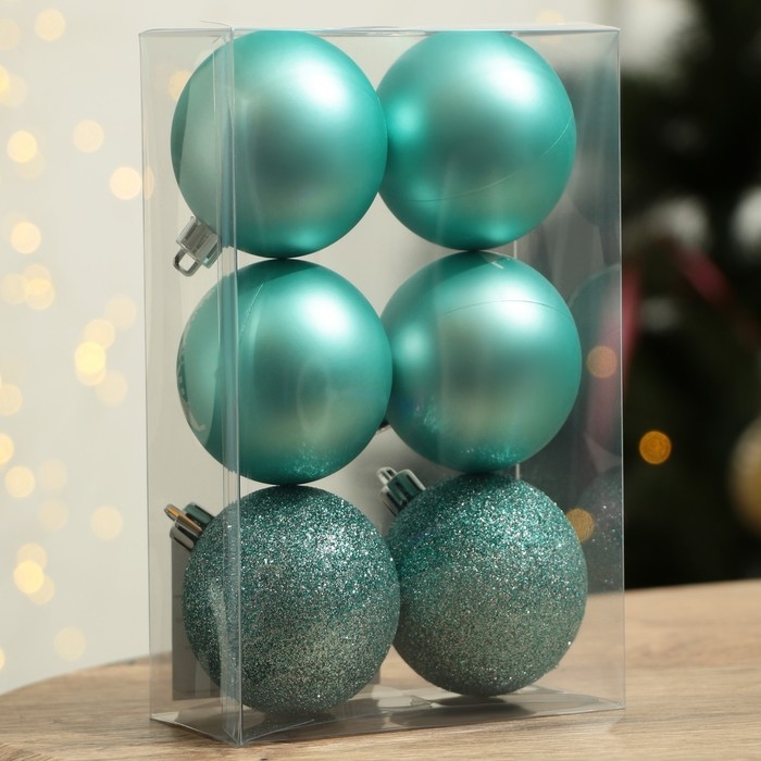 Шары ёлочные новогодние «Тепла и уюта!», на Новый год, пластик, d=6, 6 шт., цвет голубой с белым Шары ёлочные новогодние «Тепла и уюта!», на Новый год, пластик, d=6, 6 шт., цвет голубой с белым