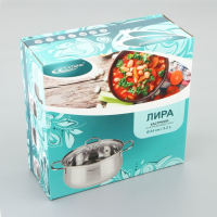 Кастрюля &laquo;Лира&raquo;, 5,2 л, d=24 см, капсульное дно, стеклянная крышка, индукция