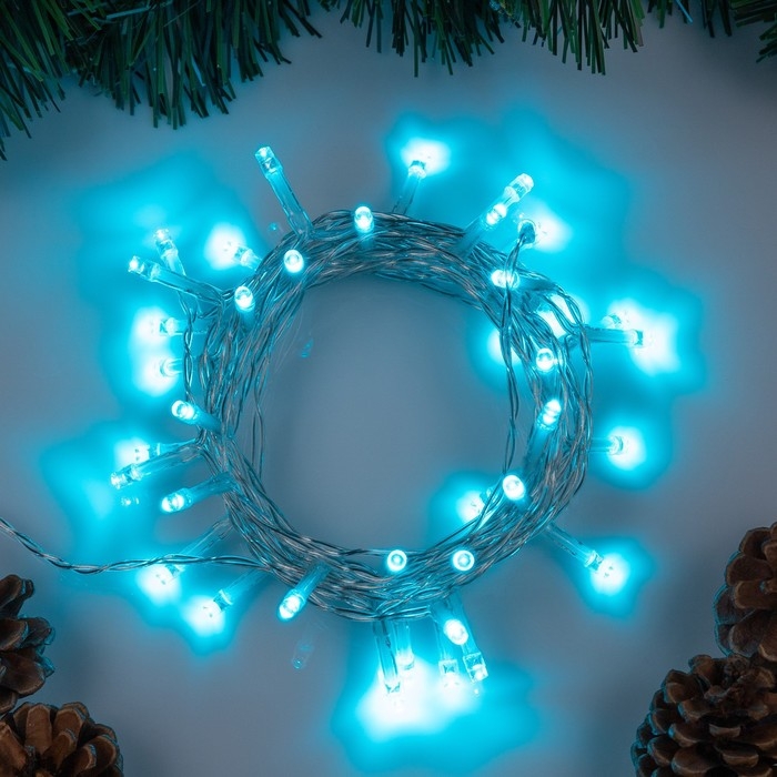 Гирлянда «Нить» 4 м, IP20, прозрачная нить, 40 LED, 2 режима, батарейки AAх3 (нет в комплекте), свечение аквамарин Гирлянда «Нить» 4 м, IP20, прозрачная нить, 40 LED, 2 режима, батарейки AAх3 (нет в комплекте), свечение аквамарин