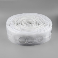 Шторная лента с люверсами, для драпировки, органза, d = 4,2 см, 8,5 см, 50 &plusmn; 1 м, цвет прозрачный/белый