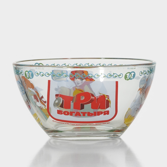 Набор детской стеклянной посуды &laquo;Три богатыря. Царевны&raquo;, 3 предмета: тарелка d=19,7 см, салатник d=13 см, кружка 300 мл