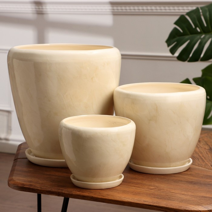 Набор горшков 3шт. "Лето" белый: 11,5л, 5л, 1,8л